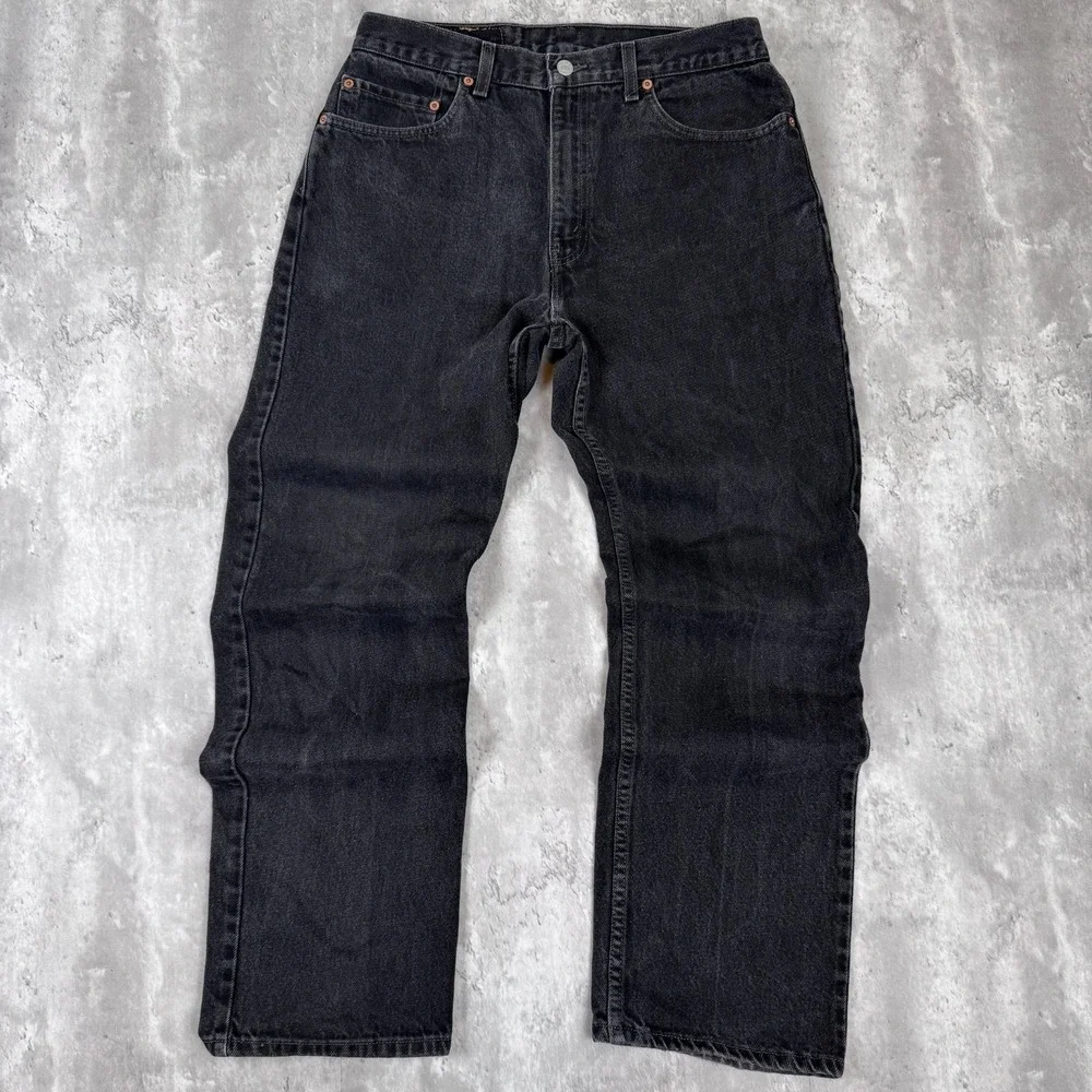 Vintage Levis 505 Jeans 34x30 (33x30) Black Straight Leg USA Denim Distressed